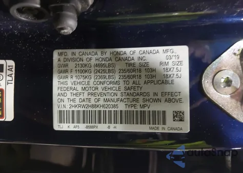 2019 Honda Cr-V Ex-L from USA, damaged, VIN 2HKRW2H88KH620385